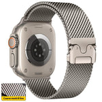 Correia de Relógio Milanesa em Aço Inoxidável com Malha Fina e Fivela Guarda-Chuva xDfind, Para Apple Watch 46mm / 49mm / 45mm / 44mm