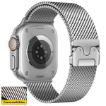 Correia de Relógio Milanesa em Aço Inoxidável com Malha Fina e Fivela Guarda-Chuva xDfind, Para Apple Watch 46mm / 49mm / 45mm / 44mm