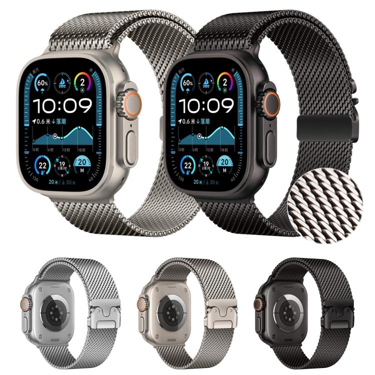 Correia de Relógio Milanesa em Aço Inoxidável com Malha Fina e Fivela Guarda-Chuva xDfind, Para Apple Watch 46mm / 49mm / 45mm / 44mm