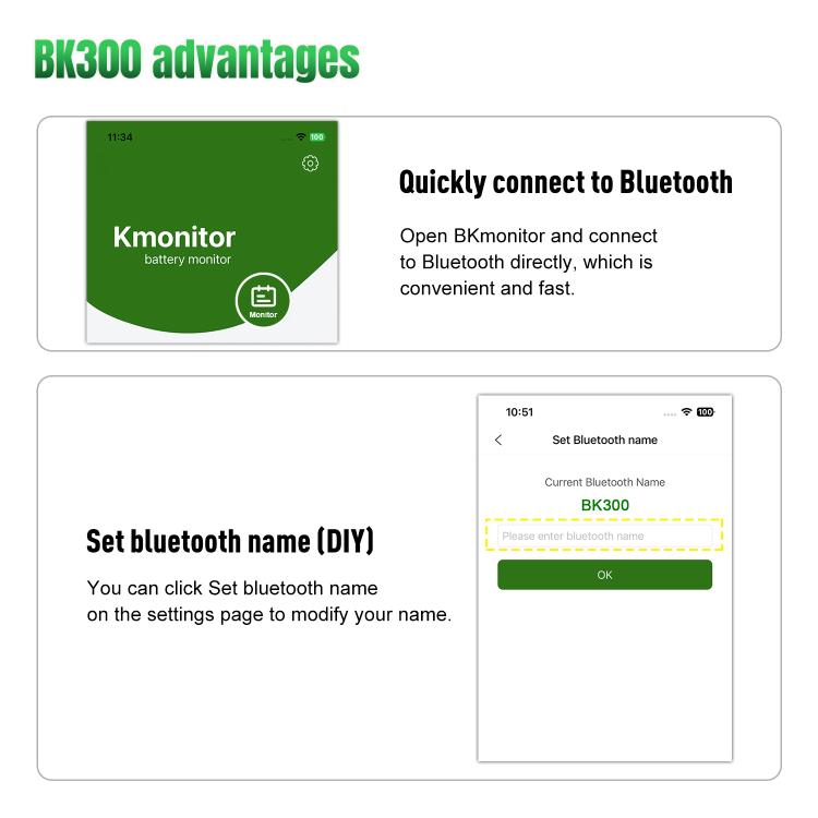 KONNWEI BK300 6V / 12V / 24V Car Bluetooth 5.0 Battery Monitor Diagnostic Tool, BK300
