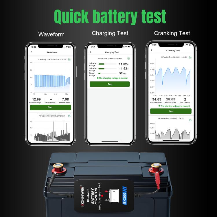KONNWEI BK300 6V / 12V / 24V Car Bluetooth 5.0 Battery Monitor Diagnostic Tool, BK300
