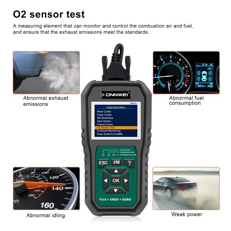 KONNWEI KW470 2.8 inch Color Screen Car OBD2 Fault Diagnostic Scan Tool for Ford, KW470