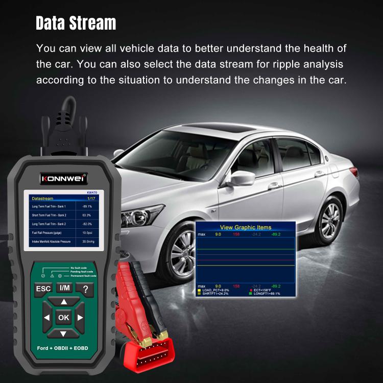 KONNWEI KW470 2.8 inch Color Screen Car OBD2 Fault Diagnostic Scan Tool for Ford, KW470
