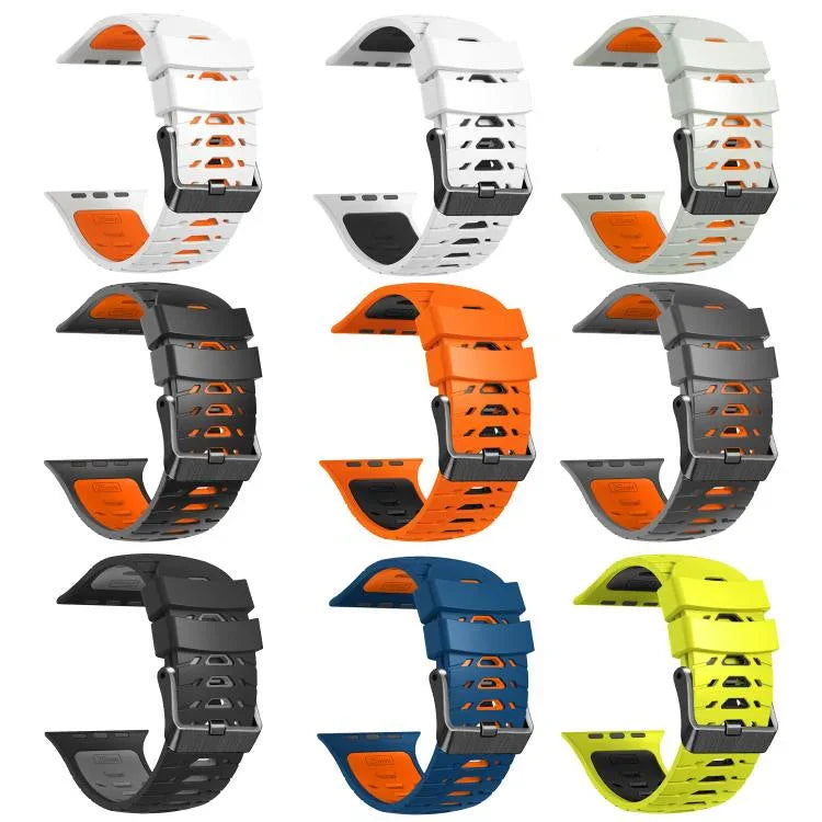 Correia de Relógio em Silicone Trapezoidal Bicolor, Para Apple Watch 46mm / 49mm / 45mm / 44mm