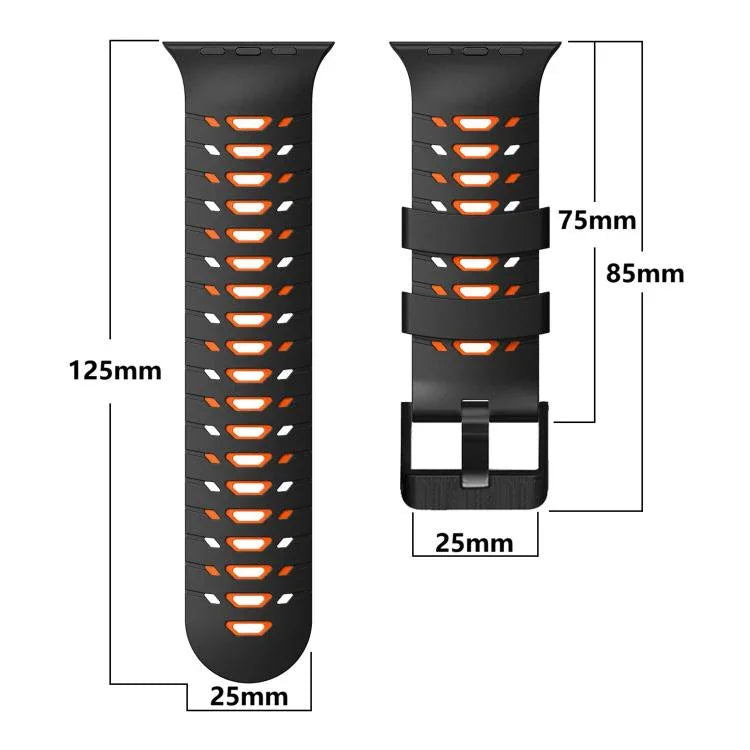 Correia de Relógio em Silicone Trapezoidal Bicolor, Para Apple Watch 46mm / 49mm / 45mm / 44mm