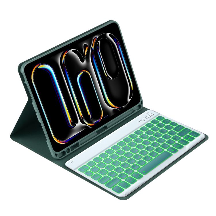 Capa de Couro para Tablet com Teclado Bluetooth Retroiluminado Colorido, Para iPad Air 11 2024 / Air 11 2025, Para iPad Air 5 / Air 4 10.9