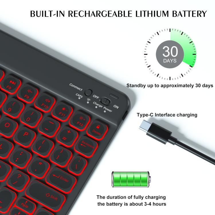 Capa de Couro para Tablet com Teclado Bluetooth Retroiluminado Colorido, Para iPad Air 11 2024 / Air 11 2025, Para iPad Air 5 / Air 4 10.9