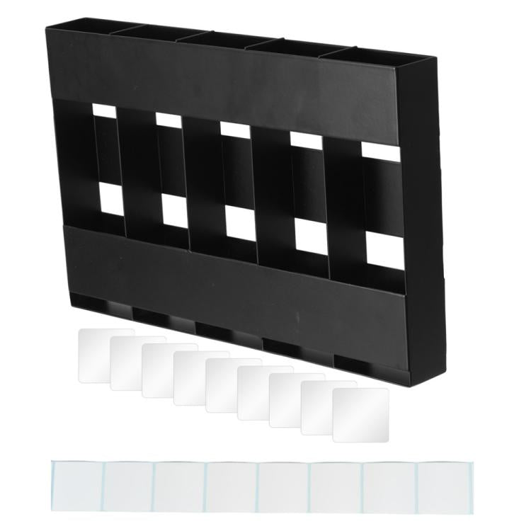 Five-grid Straw Cutlery Metal Storage Rack Kitchen Organizer, without Soft Magnetic Sheet, with 12pcs Soft Magnetic Sheet