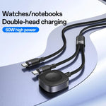 Cabo de Carregamento 2 em 1 Yesido CA136C 60W USB-C / Tipo-C para Tipo-C & iWatch, CA136C