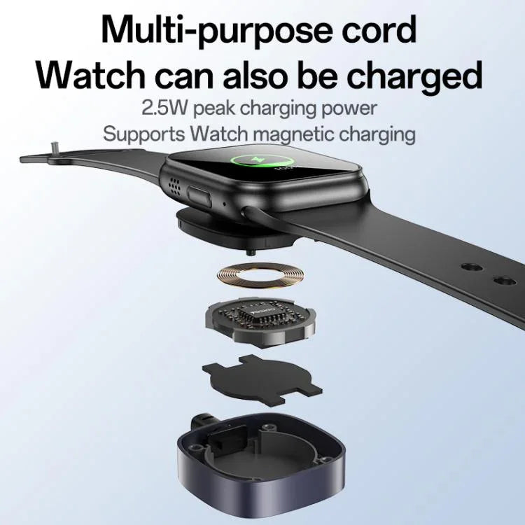Cabo de Carregamento 2 em 1 Yesido CA136C 60W USB-C / Tipo-C para Tipo-C & iWatch, CA136C