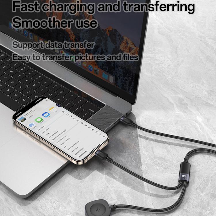 Cabo de Carregamento 2 em 1 Yesido CA136C 60W USB-C / Tipo-C para Tipo-C & iWatch, CA136C