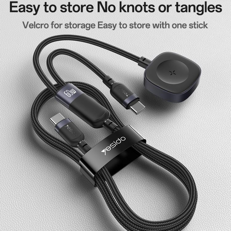 Cabo de Carregamento 2 em 1 Yesido CA136C 60W USB-C / Tipo-C para Tipo-C & iWatch, CA136C