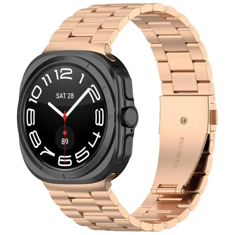 Correia de Relógio em Metal com Três Contas xDfind, Para Samsung Galaxy Watch Ultra 47mm, Para Samsung Galaxy Watch 7 / FE / 6 / 5 / 4, Para Samsung Galaxy Fit3