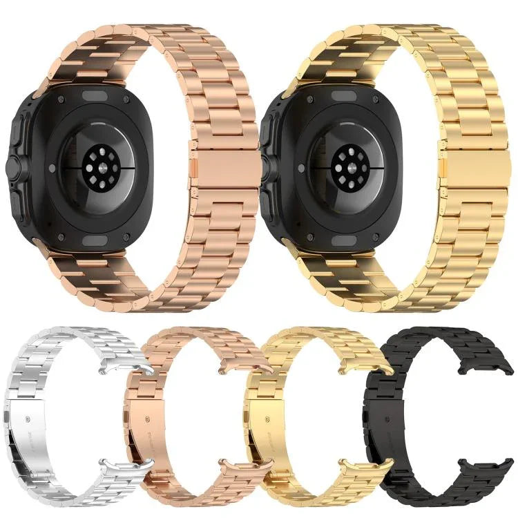 Correia de Relógio em Metal com Três Contas xDfind, Para Samsung Galaxy Watch Ultra 47mm, Para Samsung Galaxy Watch 7 / FE / 6 / 5 / 4, Para Samsung Galaxy Fit3
