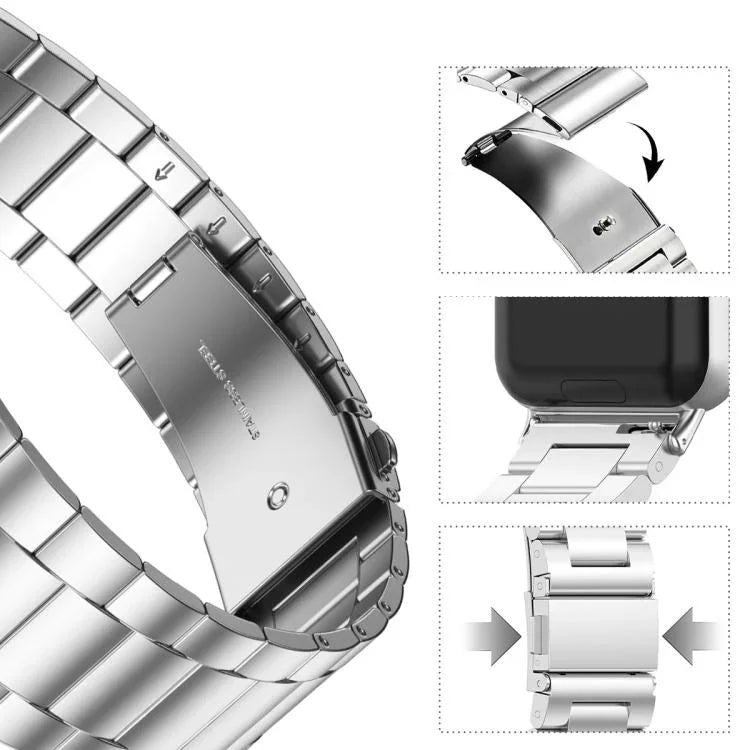 Correia de Relógio em Metal com Três Contas xDfind, Para Samsung Galaxy Watch Ultra 47mm, Para Samsung Galaxy Watch 7 / FE / 6 / 5 / 4, Para Samsung Galaxy Fit3