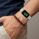 Correia de Relógio em Metal com Três Contas xDfind, Para Samsung Galaxy Watch Ultra 47mm, Para Samsung Galaxy Watch 7 / FE / 6 / 5 / 4, Para Samsung Galaxy Fit3