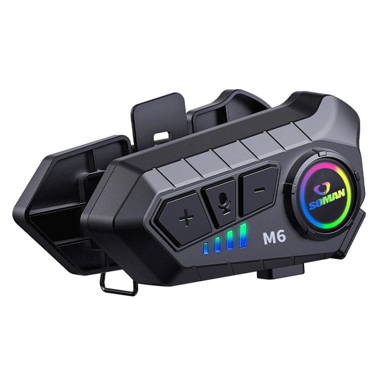Auricular Bluetooth Estéreo com Microfone para Capacete de Motociclo SOMAN, M6-Microfone Rígido, M6-Microfone Suave