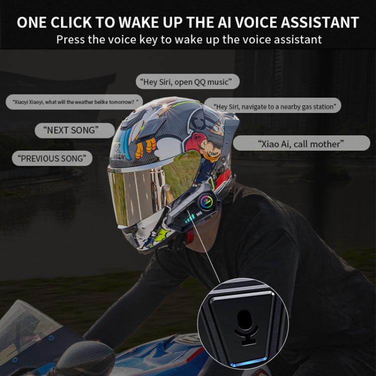 Auricular Bluetooth Estéreo com Microfone para Capacete de Motociclo SOMAN, M6-Microfone Rígido, M6-Microfone Suave