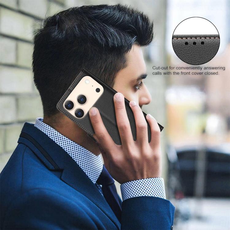 Capa de telemóvel em pele com textura de lichia e proteção anti-roubo RFID, para iPhone 17 Pro Max, para iPhone 17 Pro, para iPhone 17, para iPhone Air