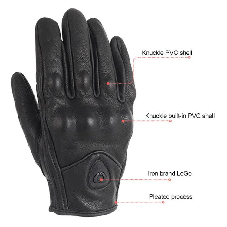 Luvas de Motociclismo SOMAN MG-24 em Pele de Carneiro Luvas Retro com Ecrã Tátil para Condução Fora de Estrada, M, L, XL, XXL