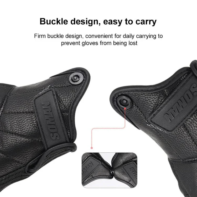 Luvas de Motociclismo SOMAN MG-24 em Pele de Carneiro Luvas Retro com Ecrã Tátil para Condução Fora de Estrada, M, L, XL, XXL