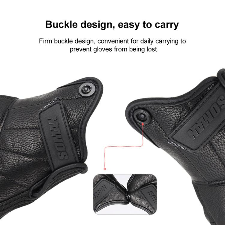Luvas de Motociclismo SOMAN MG-24 em Pele de Carneiro Luvas Retro com Ecrã Tátil para Condução Fora de Estrada, M, L, XL, XXL