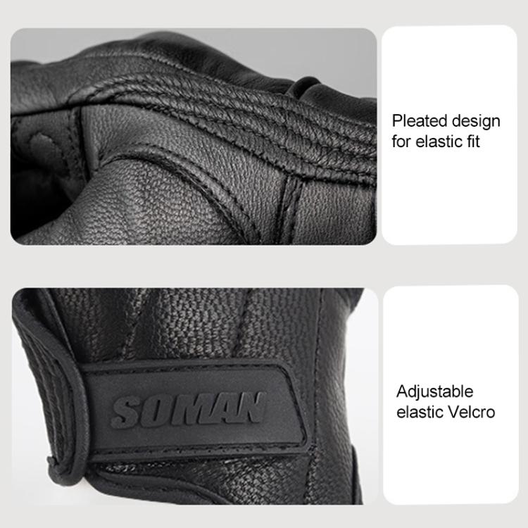 Luvas de Motociclismo SOMAN MG-24 em Pele de Carneiro Luvas Retro com Ecrã Tátil para Condução Fora de Estrada, M, L, XL, XXL