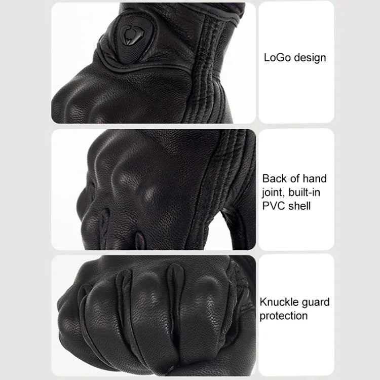 Luvas de Motociclismo SOMAN MG-24 em Pele de Carneiro Luvas Retro com Ecrã Tátil para Condução Fora de Estrada, M, L, XL, XXL