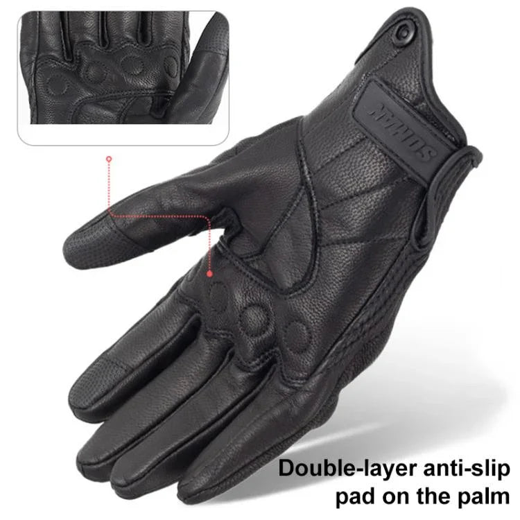 Luvas de Motociclismo SOMAN MG-24 em Pele de Carneiro Luvas Retro com Ecrã Tátil para Condução Fora de Estrada, M, L, XL, XXL