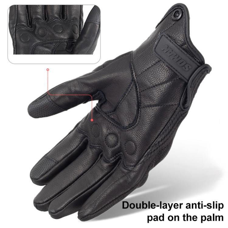 Luvas de Motociclismo SOMAN MG-24 em Pele de Carneiro Luvas Retro com Ecrã Tátil para Condução Fora de Estrada, M, L, XL, XXL