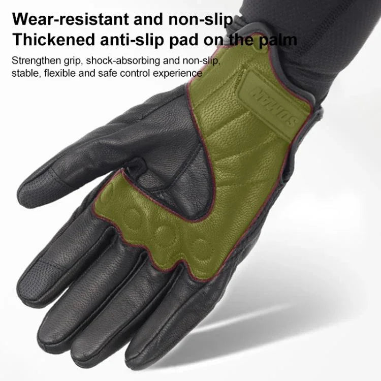 Luvas de Motociclismo SOMAN MG-24 em Pele de Carneiro Luvas Retro com Ecrã Tátil para Condução Fora de Estrada, M, L, XL, XXL