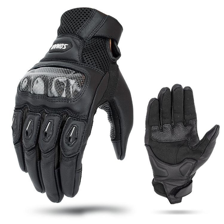 Luvas de Motociclismo SOMAN MG21 em Pele de Carneiro Fibra de Carbono Luvas Antiderrapantes para Condução Fora de Estrada, M, L, XL, XXL