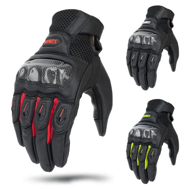 Luvas de Motociclismo SOMAN MG21 em Pele de Carneiro Fibra de Carbono Luvas Antiderrapantes para Condução Fora de Estrada, M, L, XL, XXL