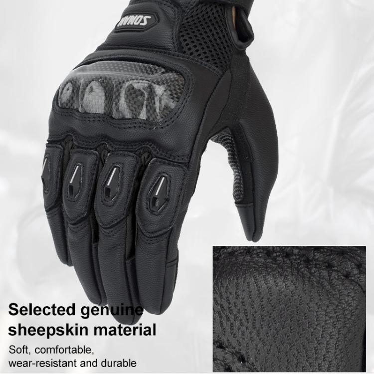 Luvas de Motociclismo SOMAN MG21 em Pele de Carneiro Fibra de Carbono Luvas Antiderrapantes para Condução Fora de Estrada, M, L, XL, XXL