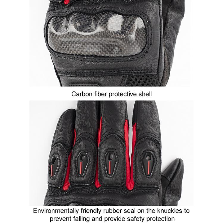 Luvas de Motociclismo SOMAN MG21 em Pele de Carneiro Fibra de Carbono Luvas Antiderrapantes para Condução Fora de Estrada, M, L, XL, XXL