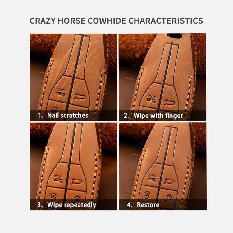 For Toyota North American 4-button C011 Crazy Horse Cowhide Car Key Protection Cover, For Toyota North American 4-button