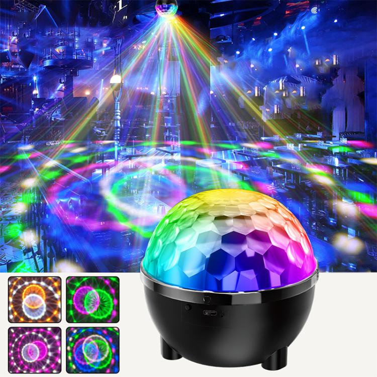 Luz de Bola Mágica Giratória LED RGB Giratória para Palco Girassol, Controlo por Voz, Controlo Remoto