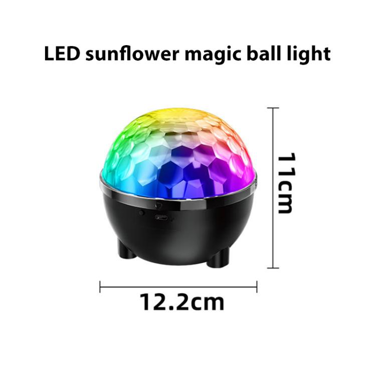 Luz de Bola Mágica Giratória LED RGB Giratória para Palco Girassol, Controlo por Voz, Controlo Remoto