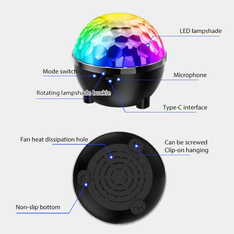 Luz de Bola Mágica Giratória LED RGB Giratória para Palco Girassol, Controlo por Voz, Controlo Remoto