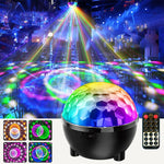 Luz de Bola Mágica Giratória LED RGB Giratória para Palco Girassol, Controlo por Voz, Controlo Remoto