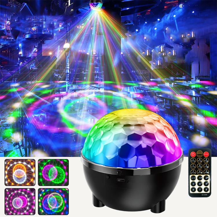 Luz de Bola Mágica Giratória LED RGB Giratória para Palco Girassol, Controlo por Voz, Controlo Remoto