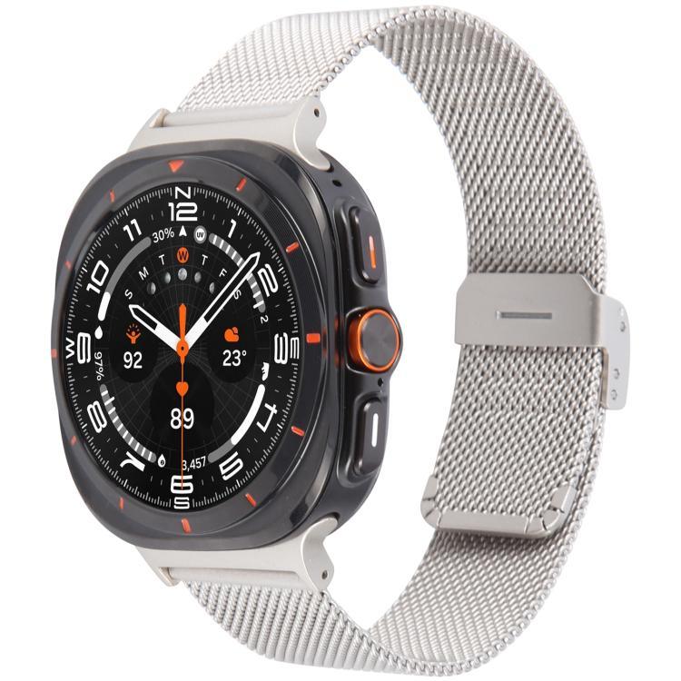 Correia de relógio metálica com fivela integrada Milanese, Para Samsung Galaxy Watch Ultra 47mm / Ultra 2025
