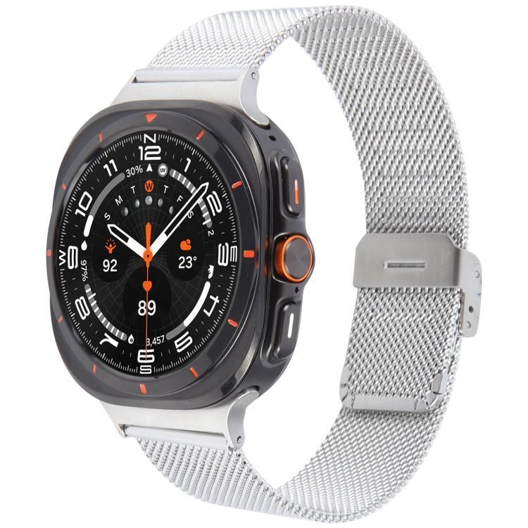Correia de relógio metálica com fivela integrada Milanese, Para Samsung Galaxy Watch Ultra 47mm / Ultra 2025