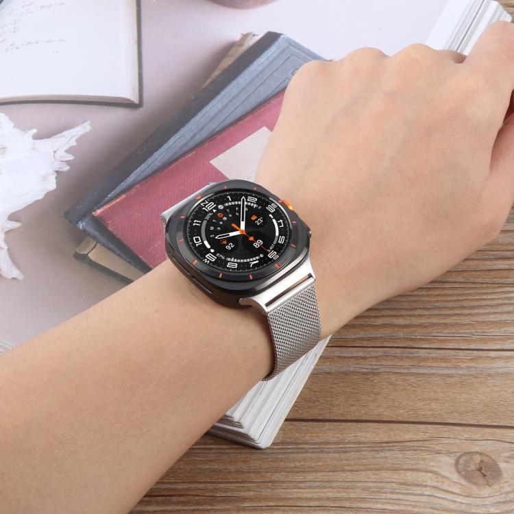 Correia de relógio metálica com fivela integrada Milanese, Para Samsung Galaxy Watch Ultra 47mm / Ultra 2025