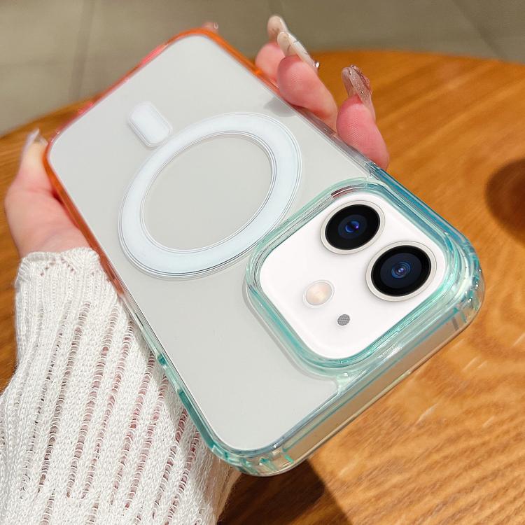 Capa de telemóvel transparente com gradiente de cor contrastante e MagSafe, para iPhone 11, para iPhone 11 Pro