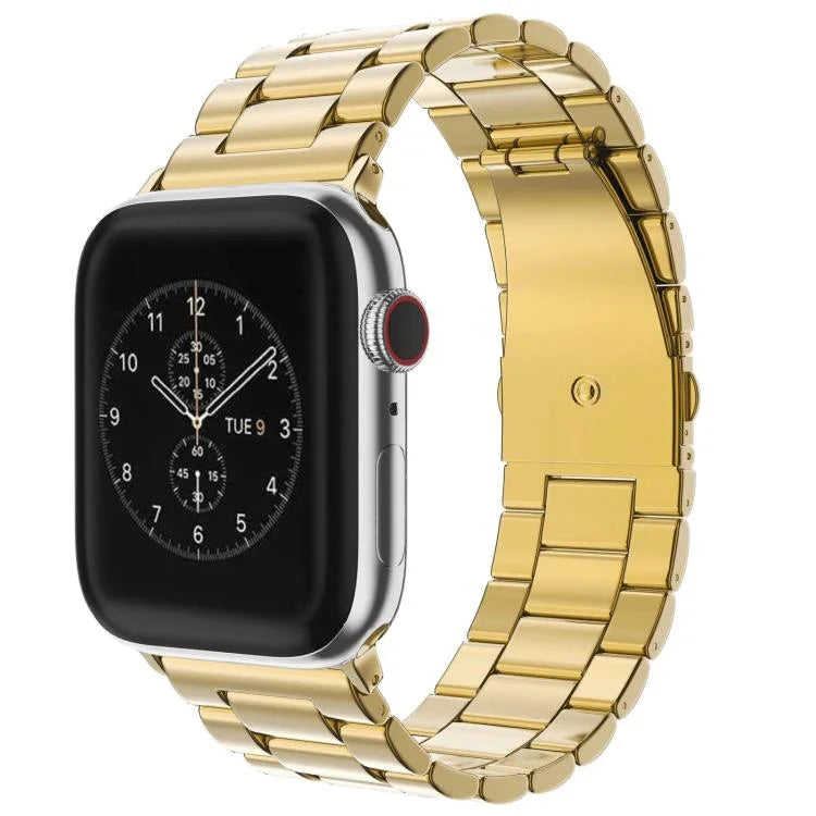 Pulseira de Relógio em Aço Inoxidável com Fivela Dobrada e Três Contas xDfind, Para Apple Watch 42 / 44 / 45 / 46 / 49mm, Para Apple Watch 38 / 40 / 41 / S10 42mm