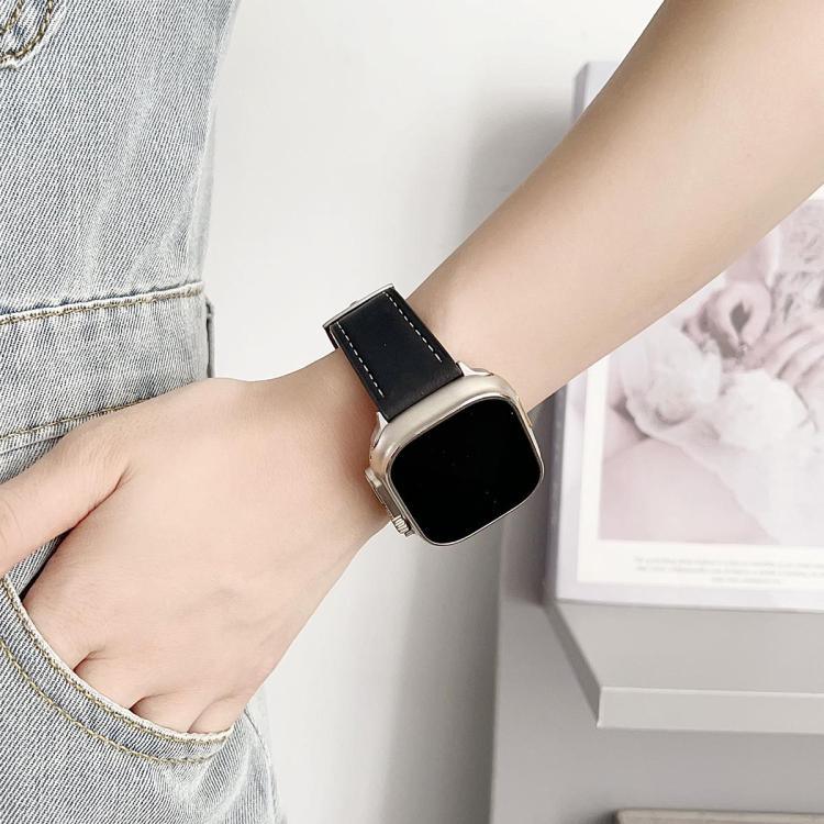 Pulseira de Relógio em Pele de Grão Fino Black Shark xDfind, Para Apple Watch 42 / 44 / 45 / 46 / 49mm, Para Apple Watch 38 / 40 / 41 / S10 42mm