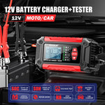 FOXSUR FTC-1206 2 in 1 12V Charging Tester Integrated Machine Car Motorcycle Battery Charger Tester, EU Plug, US Plug, UK Plug, AU Plug