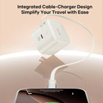 Carregador de Parede GaN PD35W Type-C Porta Única ROCK T90 com Cabo Retrátil Type-C, Ficha UK, Ficha UE