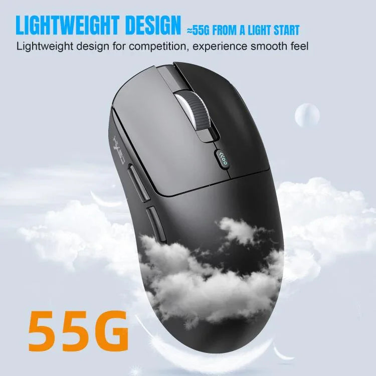 Rato Gaming Leve HXSJ T68 3 Modos com Fios 2.4G BT5.1 Sem Fios, T68